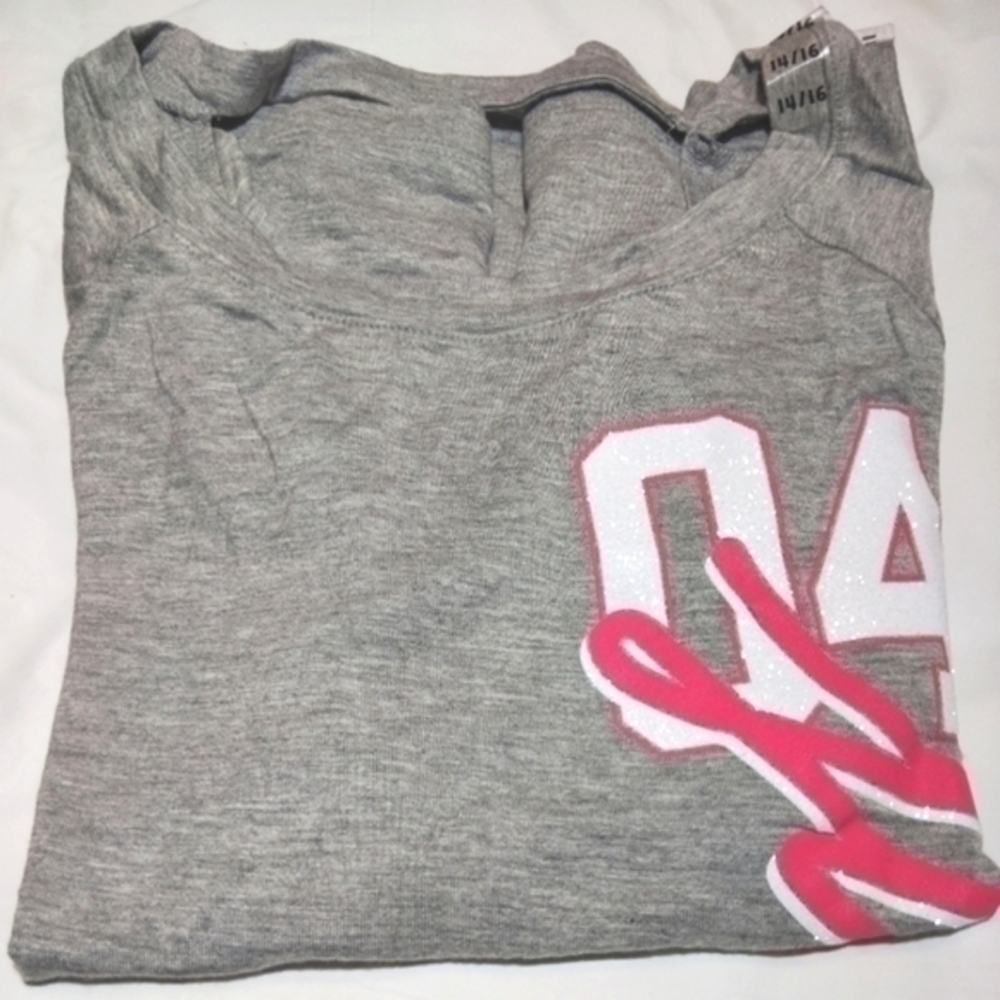 Justice "04" Logo Peek-A-Boo Rear Cap Sleeve Active T-Shirt- 14/16